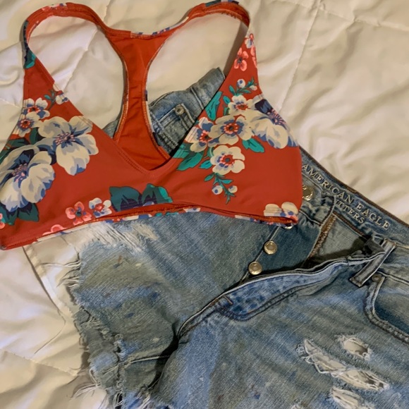 aerie Other - AERIE • Bikini Top • Racerback • Scoop • Coral Orange • padded • triangle • M